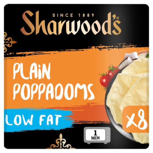Sharwood's Plain Low Fat Poppadoms 8 Pack (94 g)