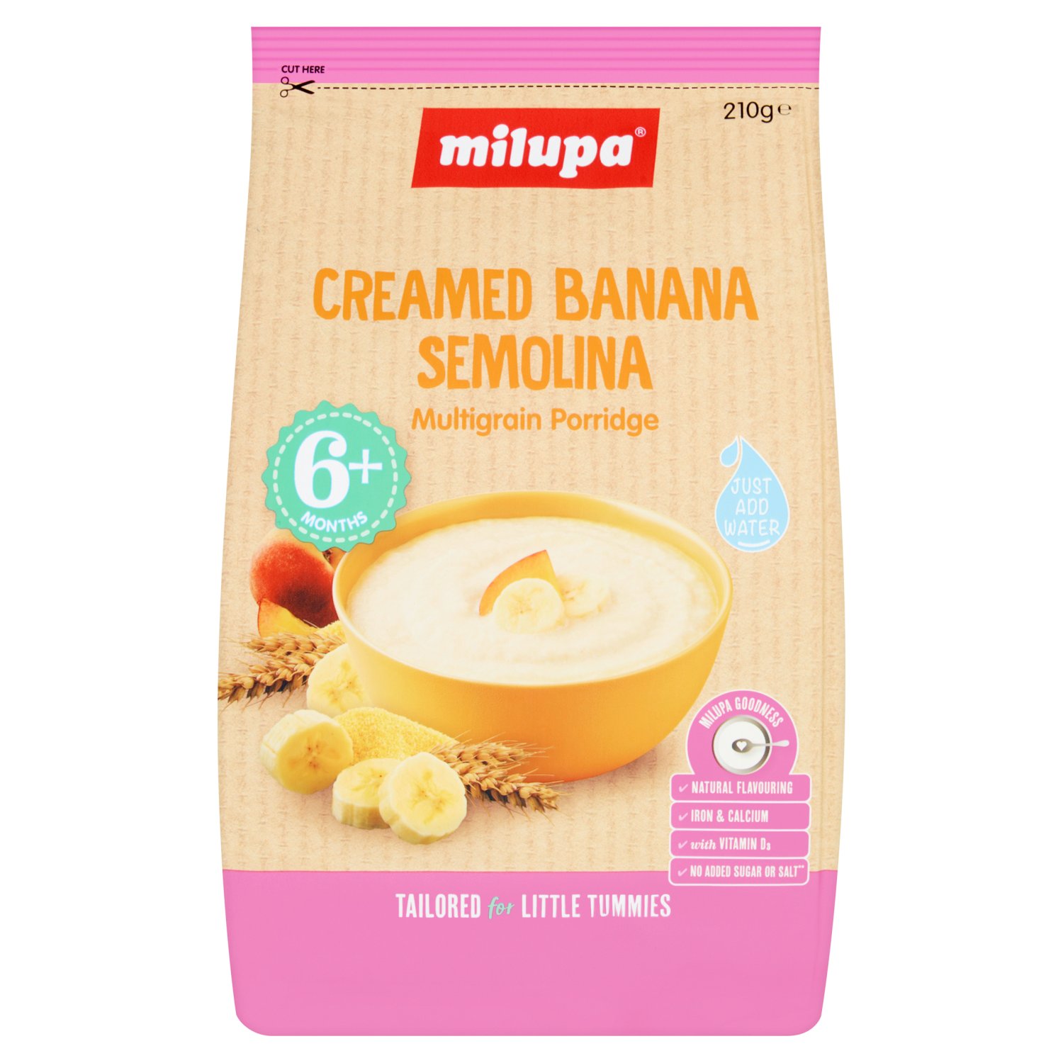 Milupa Banana Semolina Multigrain Porridge 6+ Months (210 g)