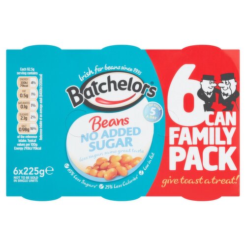 Batchelors Baked Beans No Added Sugar 6 Pack (225 g)