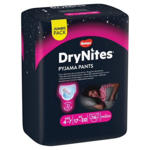 Huggies DryNites Dry Nights Pyjamas Boys Girls Size 4-7 - Pack of 30 Nappy  Pants 