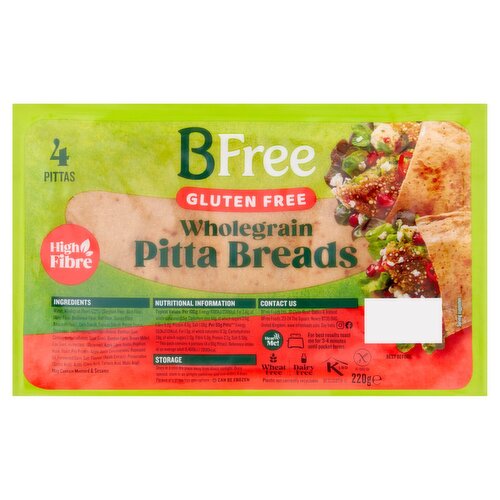 BFree Gluten Free Wholemeal Pitta Breads 4 Pack (220 g) - Storefront EN