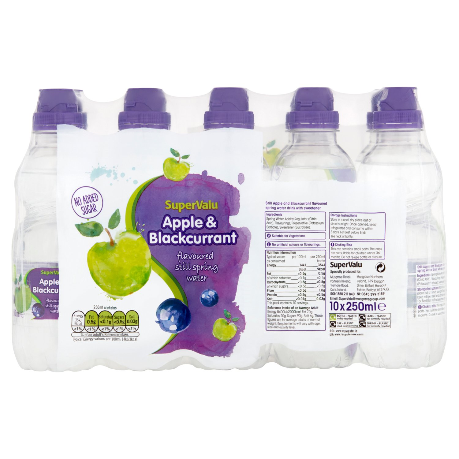 SuperValu Apple & Blackcurrant Water 10 Pack (250 ml)