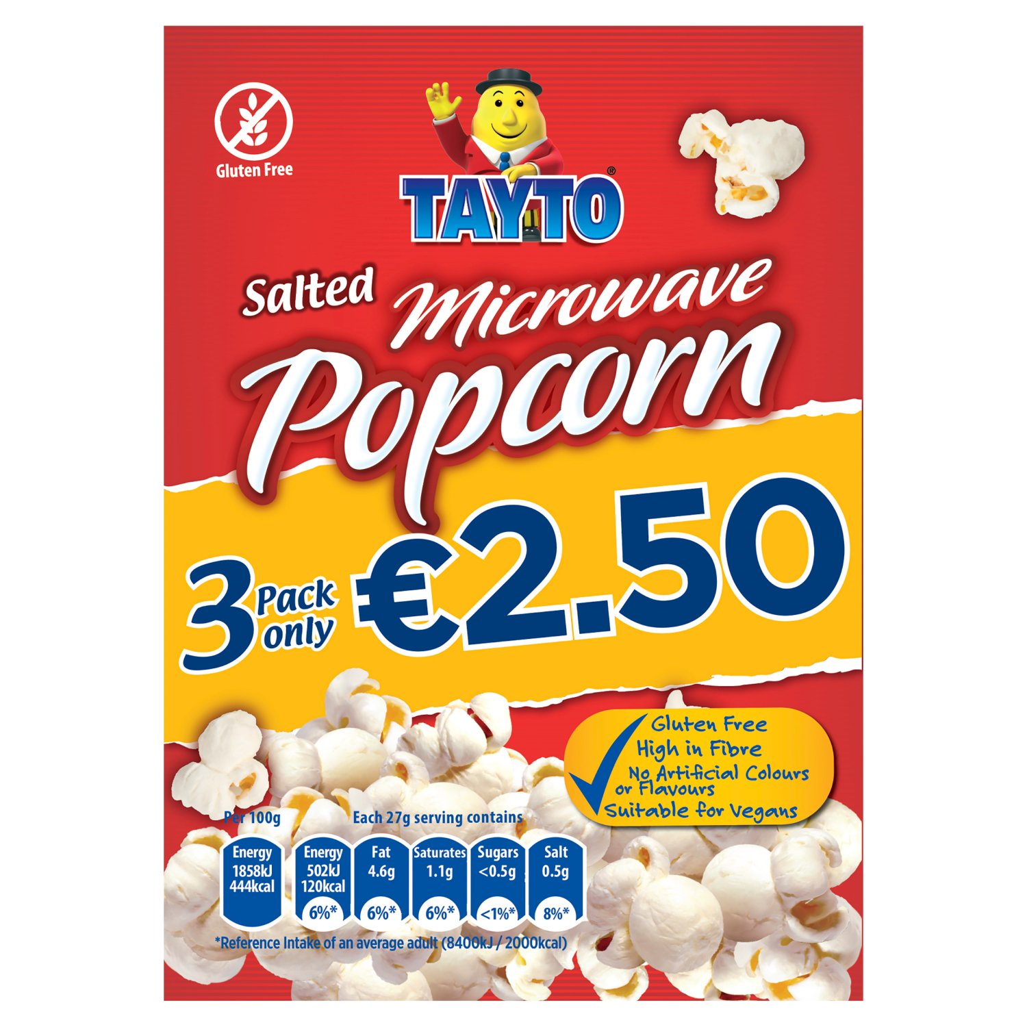 Tayto Salted Microwave Popcorn €2.50 Flashed 3pk (240 g)