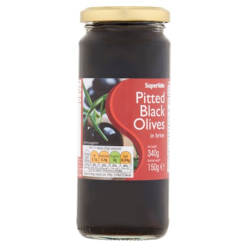 SuperValu Pitted Black Olives In Brine (340 g)