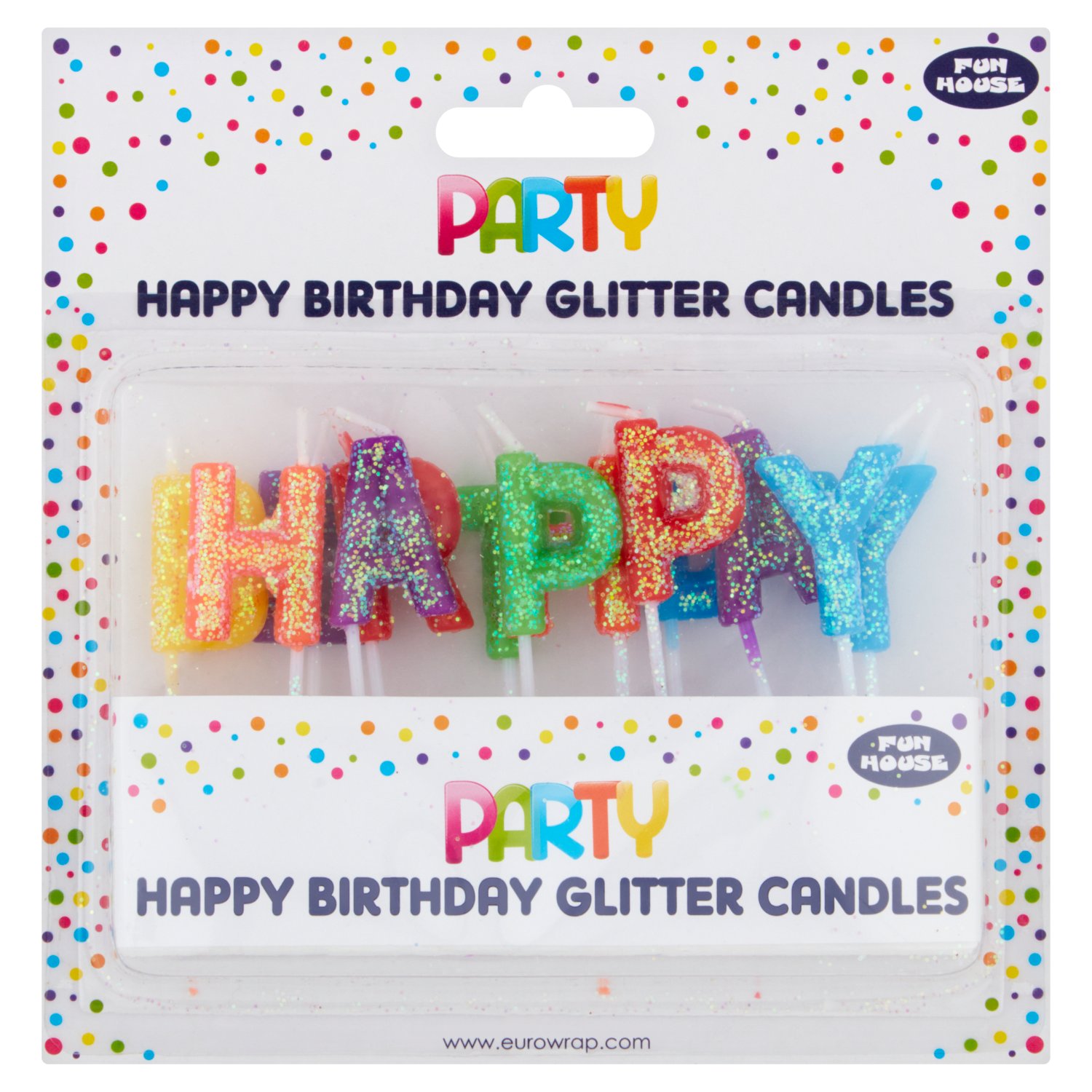 Fun House Happy Birthday Glitter Candle (1 Piece)
