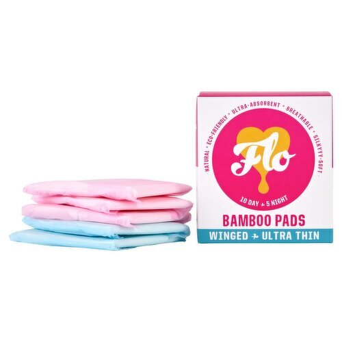 Flo Bamboo Winged Ultra Thin Pads (15 Piece)