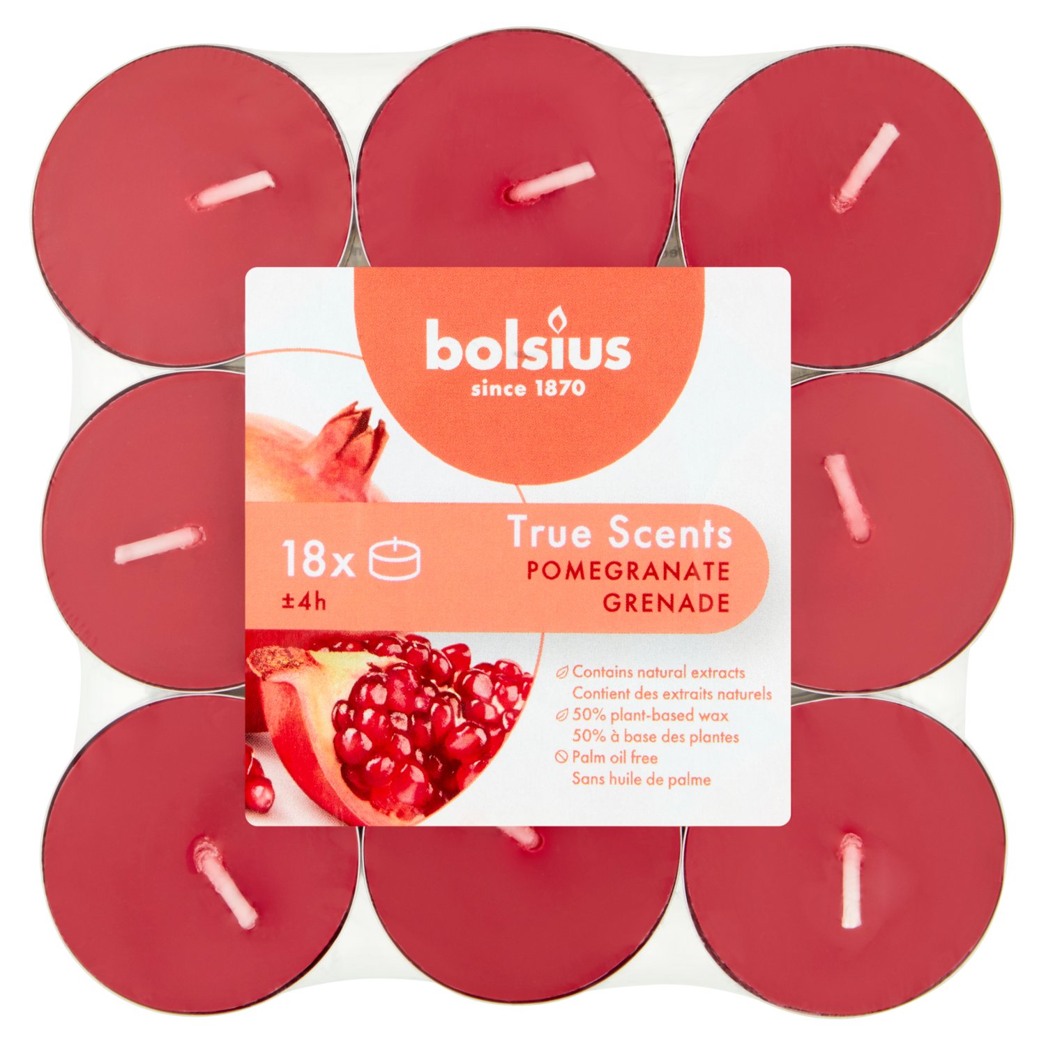 Bolsius True Scents 18 Tealights Pomegranate  (1 Piece)