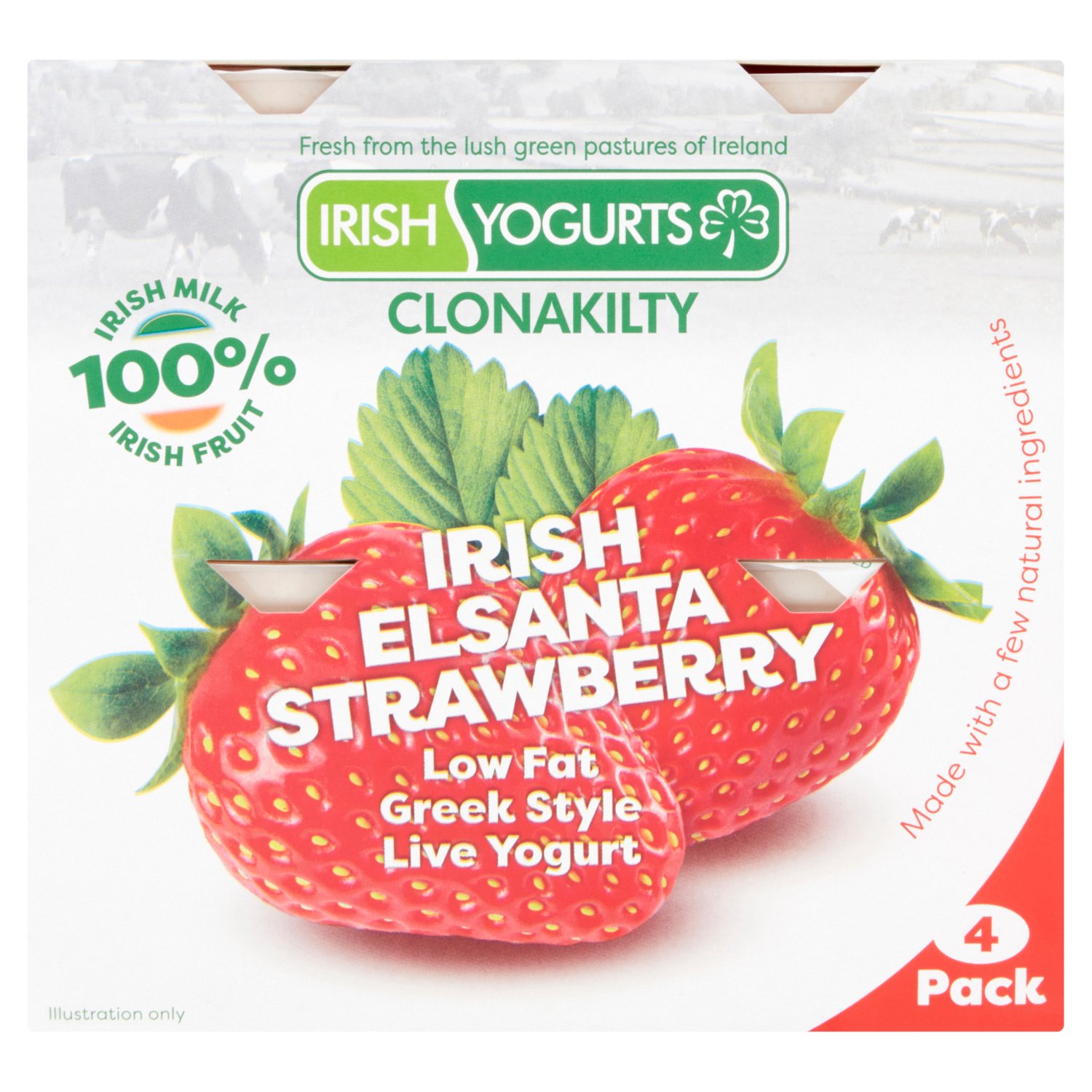 Irish Yogurts Greek Style Strawberry Yogurt 4 Pack (500 g)