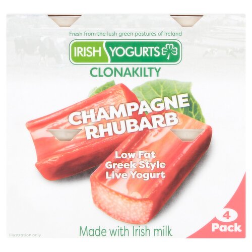 Irish Yogurts Greek Style Rhubarb Yogurt 4 Pack (500 g)