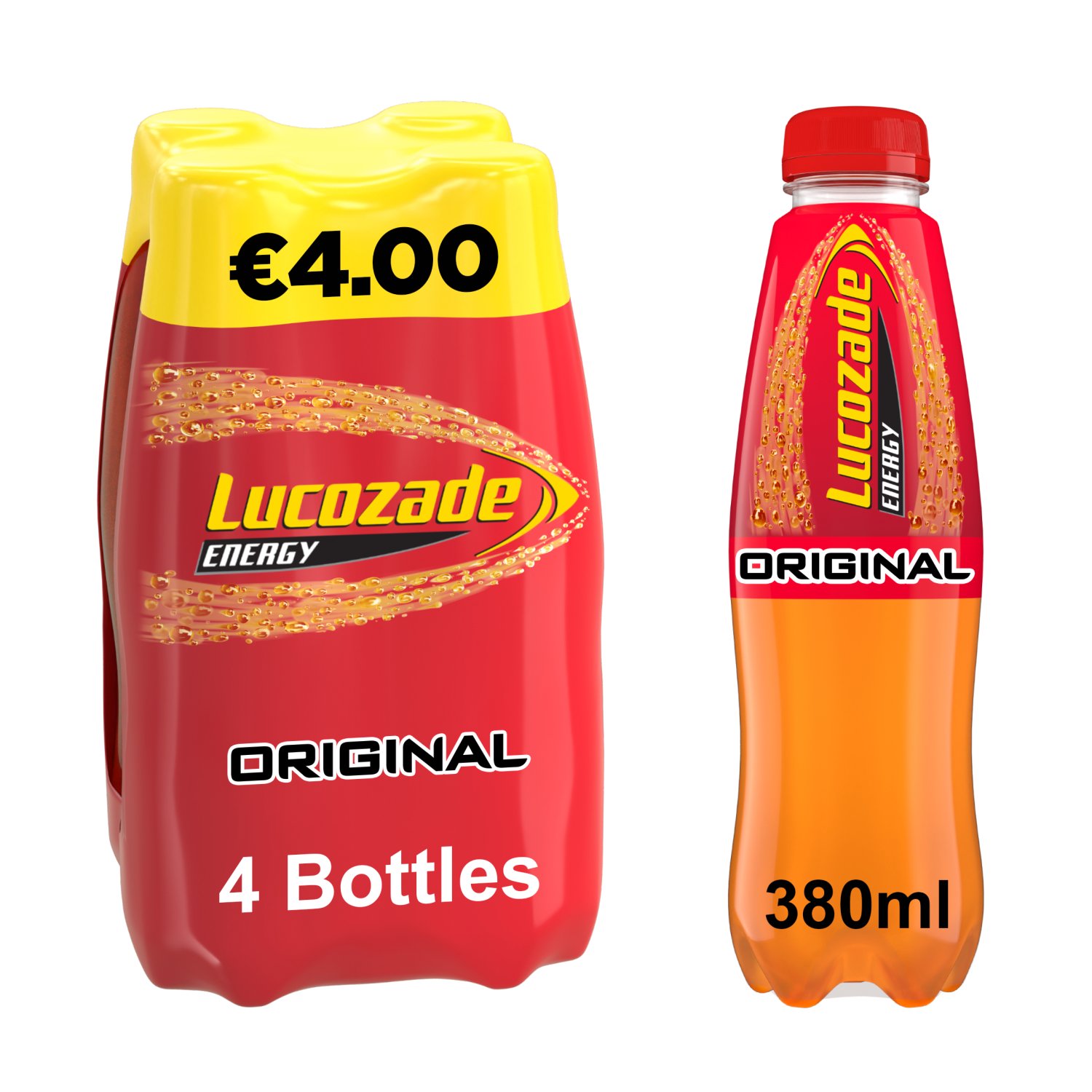 Lucozade Energy Original Bottles 4 Pack (380 ml)