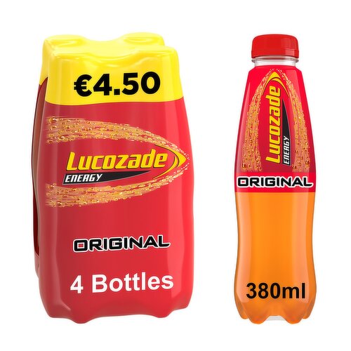 Lucozade Energy Original Bottle 4 Pack (380 ml)