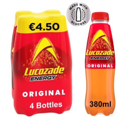 Lucozade Energy Original Bottle 4 Pack (380 ml)