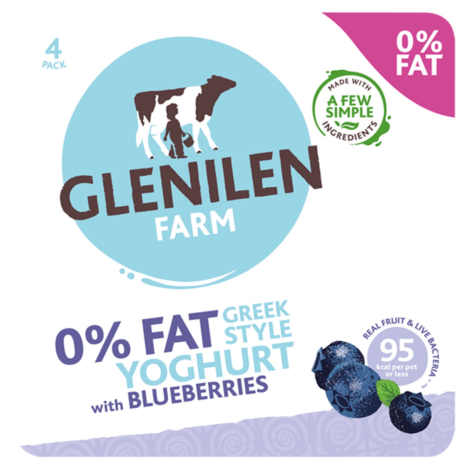 Glenilen Farm Yoghurt with Blueberries 4 Pack (500 g)