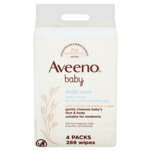 Aveeno Baby Baby Wipes 4 Pack (72 Piece)