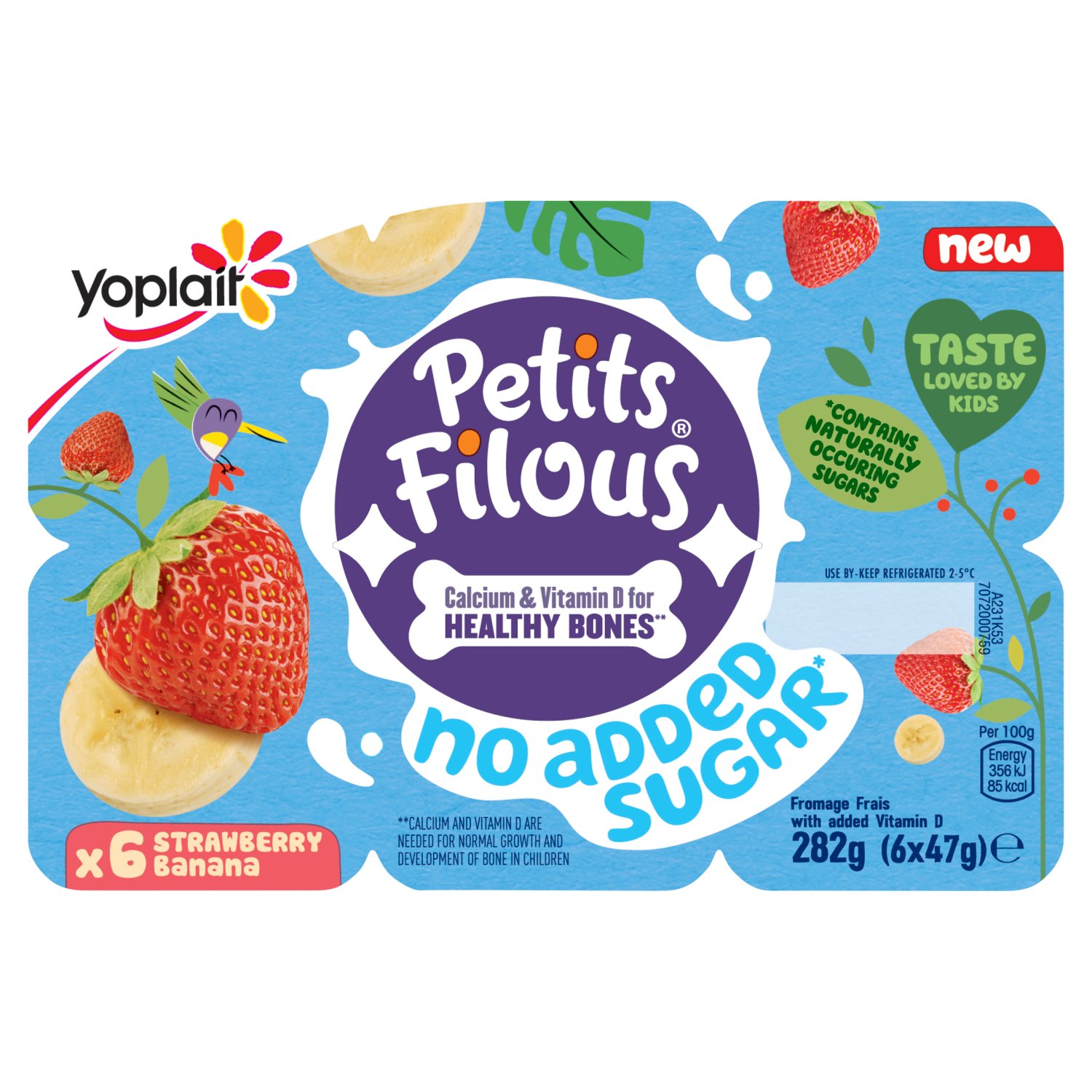 Yoplait Petits Filous Strawberry & Banana Yogurt 6 Pack (282 g)