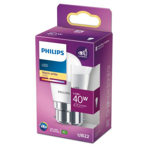 Philips LED 40W B22 Warm White Light Bulb (1 Piece)