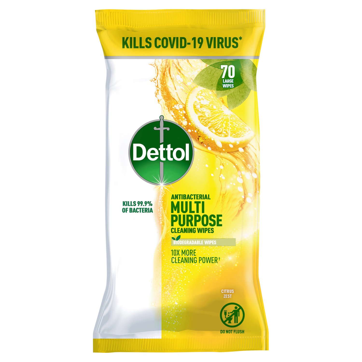 Dettol Multi Purpose Cleanser Bio Wipes Citrus 70's (70 Piece)