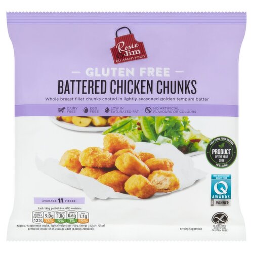 Rosie & Jim Gluten Free Battered Chicken Chunks (400 g)