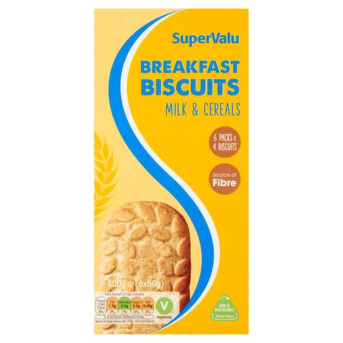 SuperValu Breakfast Biscuits Milk & Cereal Bars 6 x 4 Piece Pack (300 g)