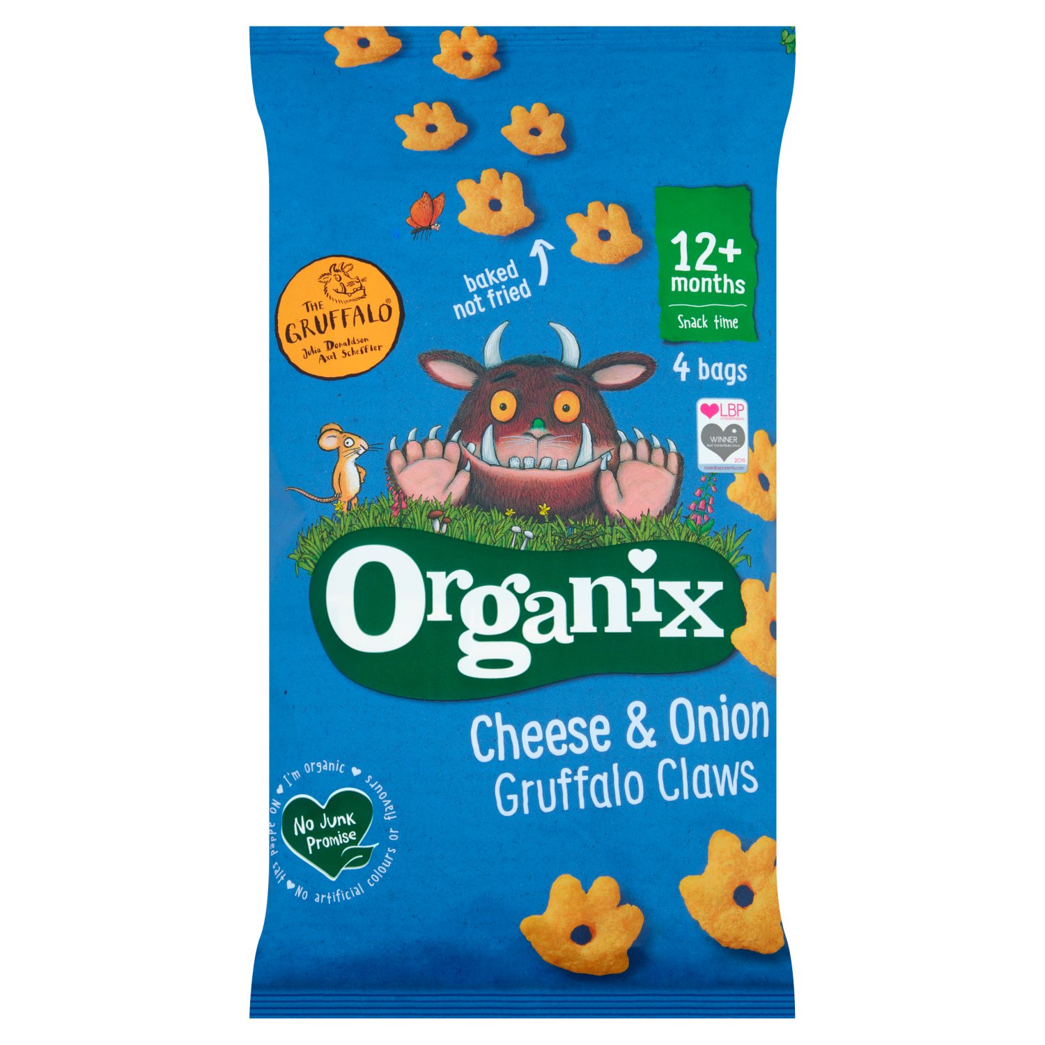 Organix Cheese & Onion Gruffalo Claws 4 Pack 12+ Months (60 g)