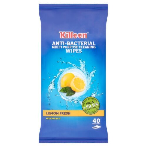 Killeen Lemon Antibacterial Multipurpose Wipes (40 Piece)