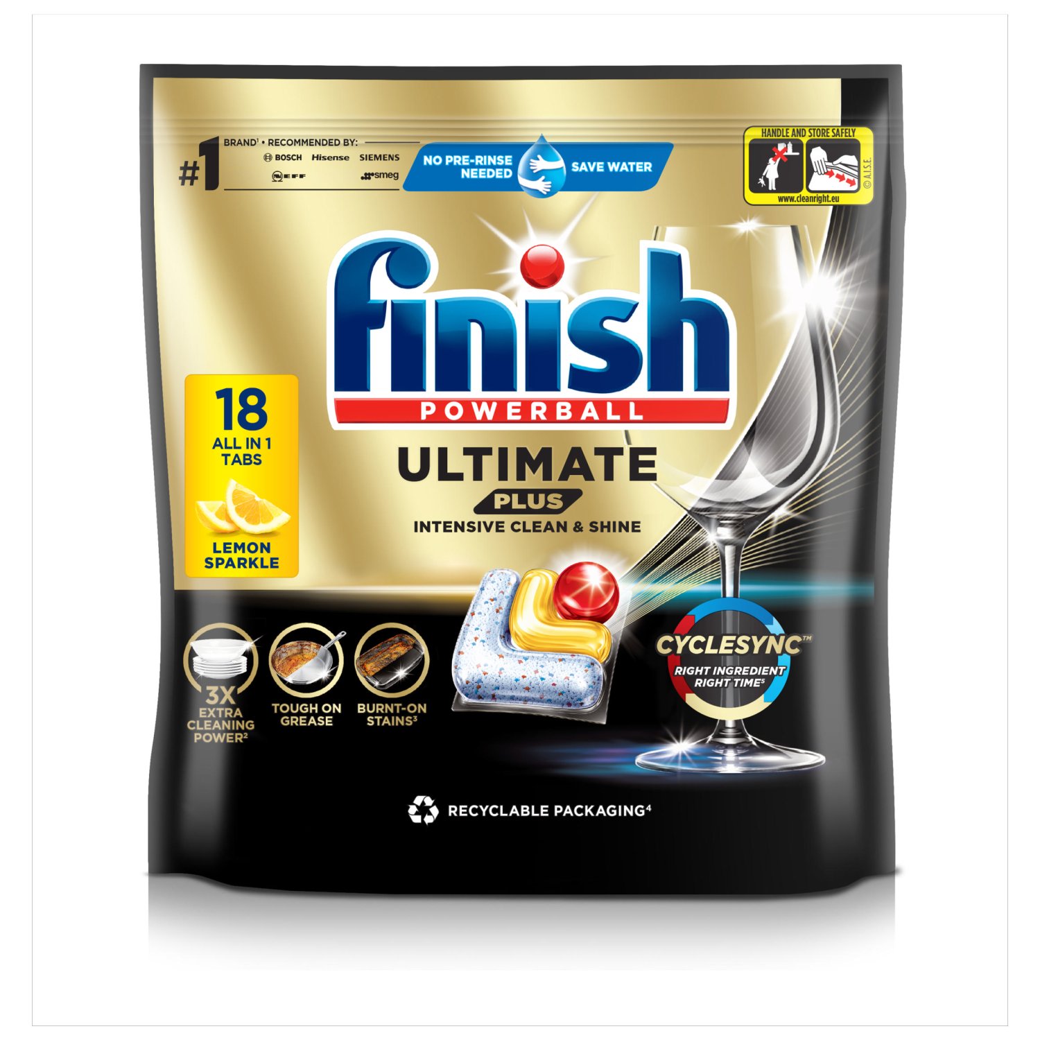 Finsh Ultimate Plus All In One Lemon Dishwasher Tablets 18s (18 Piece)