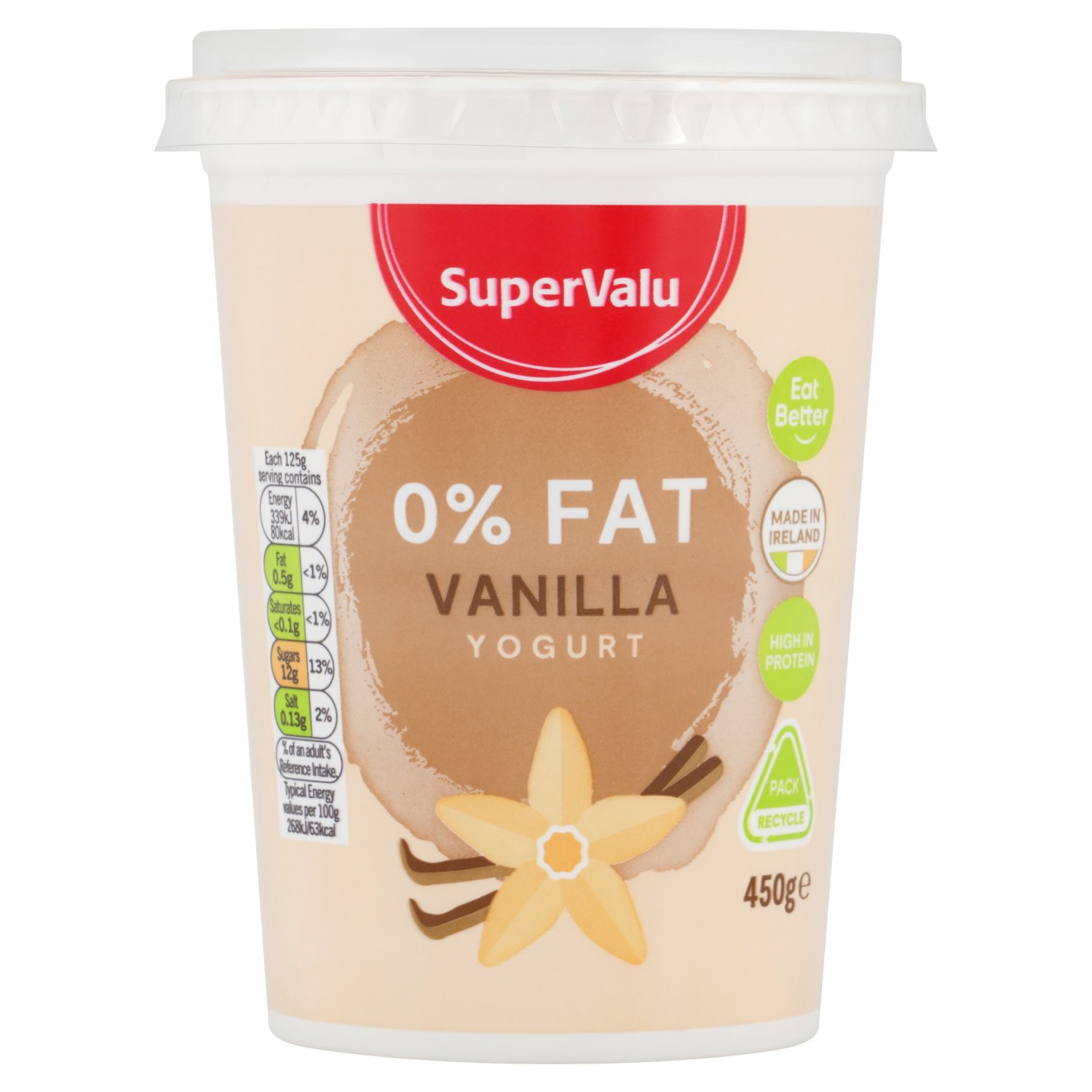 SuperValu 0% Fat Yogurt Vanilla 450g