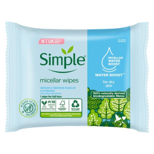 Simple Kind to Skin Micellar Cleansing Wipes (20 Piece)