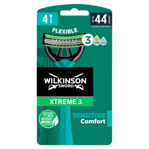 Wilkinson Sword Xtreme 3 Sensitive Comfort Disposable Razor 4 Pack (4 Piece)