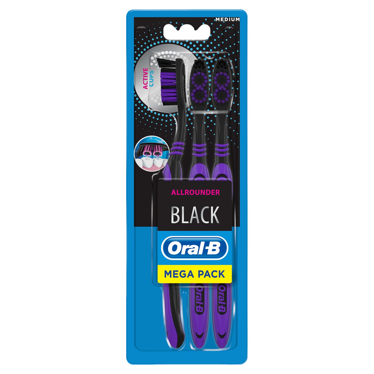 Oral-B Allrounder Black Toothbrush 3 Pack (3 Piece)