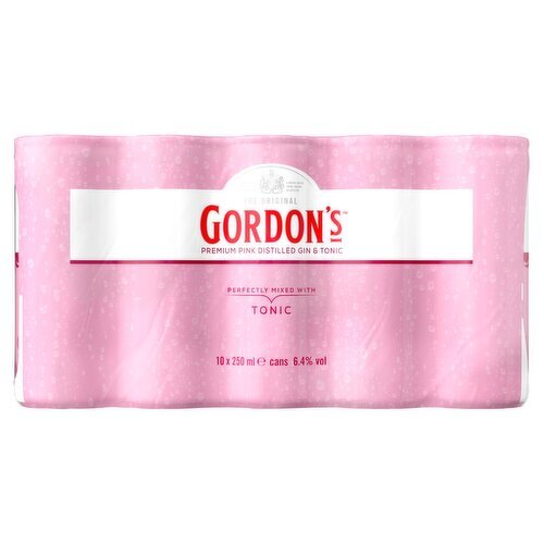 Gordon's Pink Gin & Tonic Premix Cans 10 Pack (250 ml)