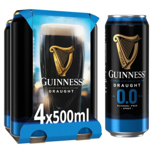 Guinness Draught 0.0% Can 4 Pack (500 ml)