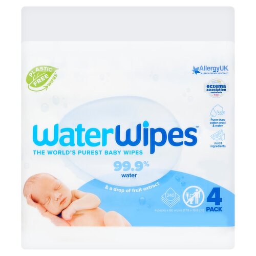 WaterWipes Biodegradable Original Baby Wipes 4 Pack (60 Piece)