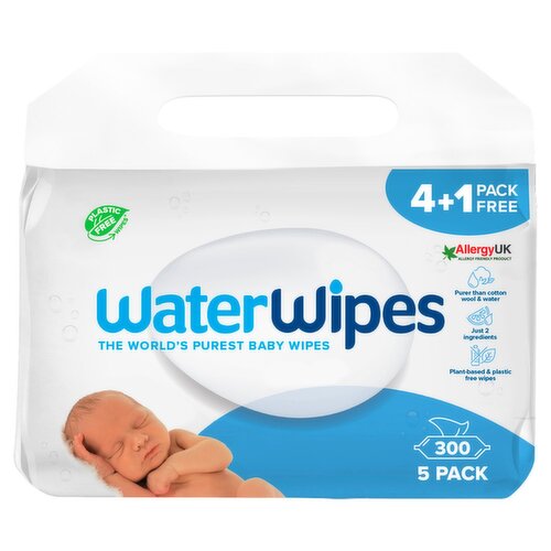 WaterWipes Biodegradable Baby Wipes 4+1 Pack Free (60 Piece