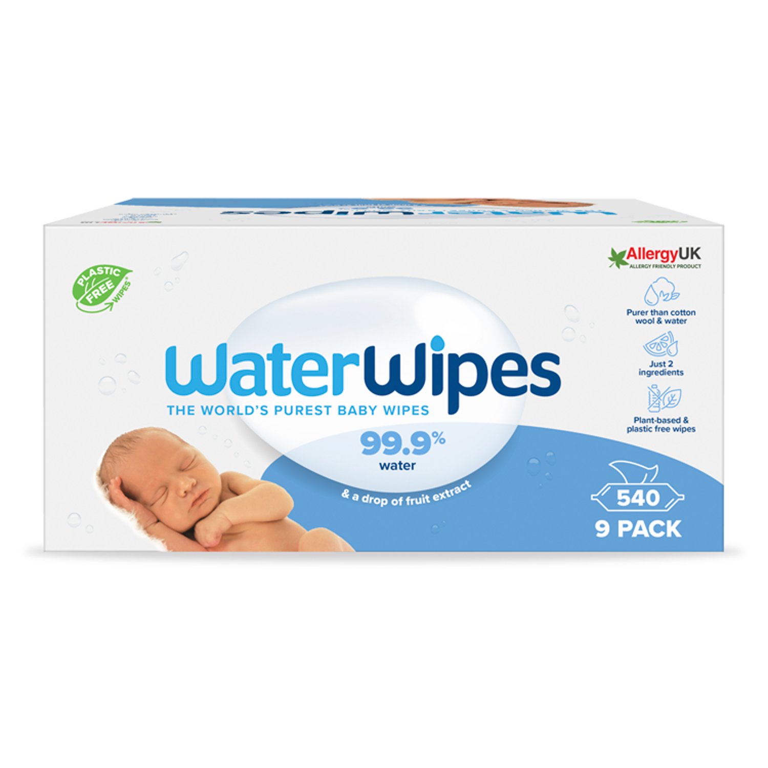 WaterWipes Biodegradable Original Baby Wipes 9 Pack (60 Piece)
