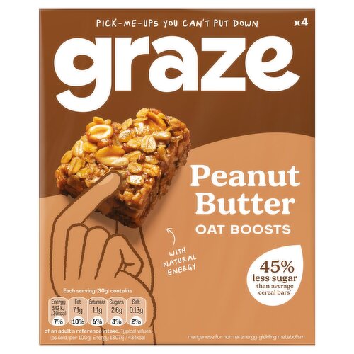 Graze Protein Oat Boosts Cereal Bars Peanut Butter Case (120 g)