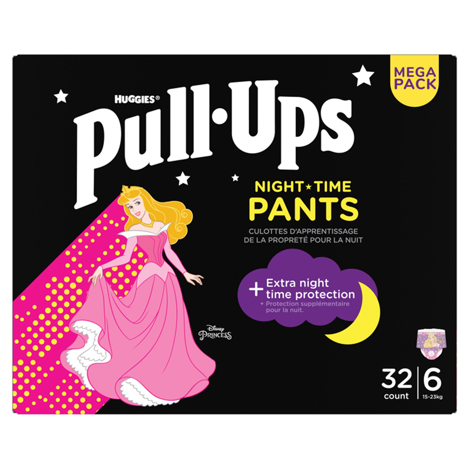 Huggies Pull-Ups Night Time Nappy Pants Girl Size 6 Mega Pack (32 Piece)