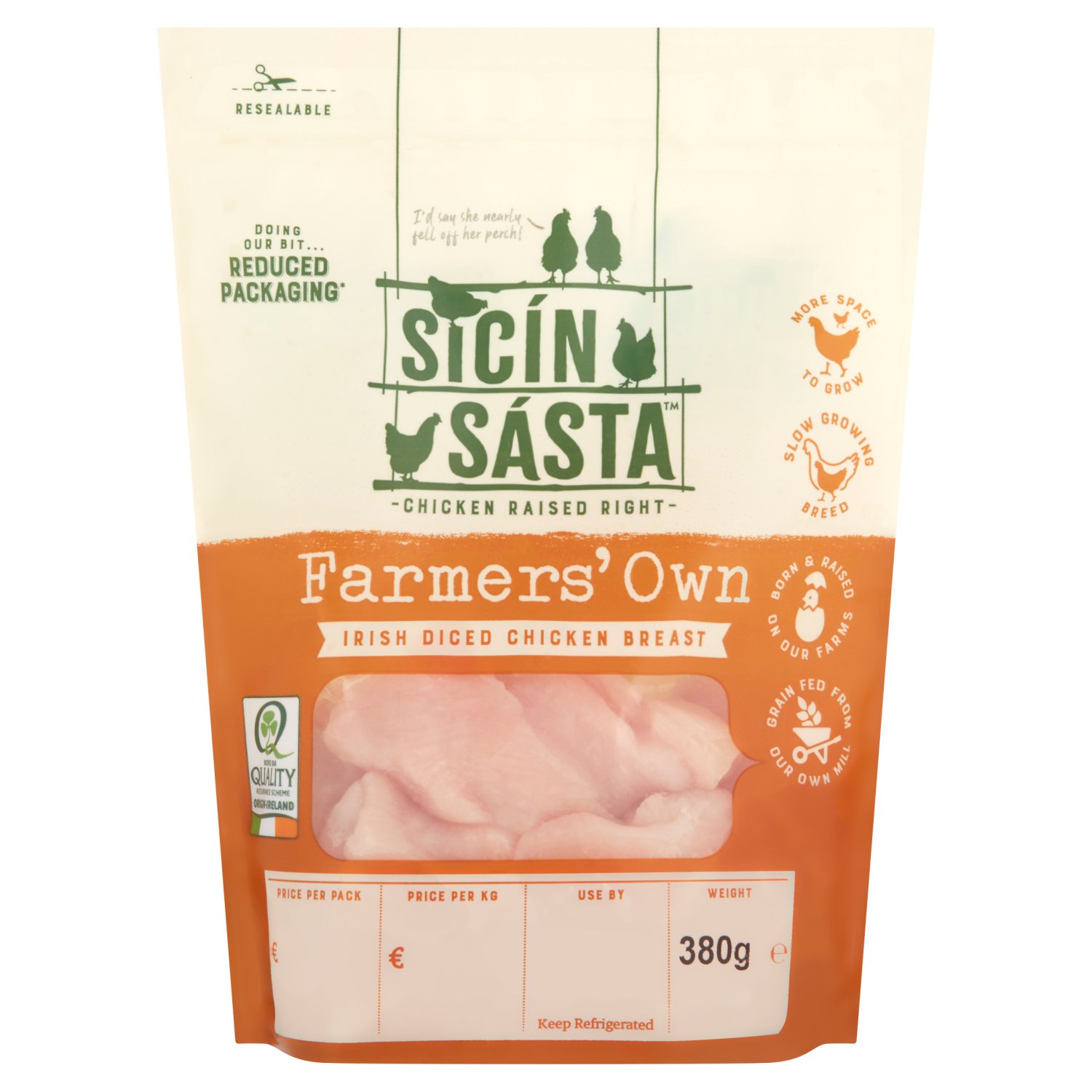 Sicín Sásta Farmers' Own Irish Diced Chicken Fillets (380 g)