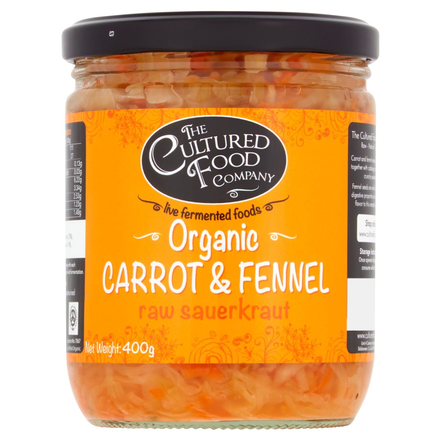 The Cultured Food Company Org Carrot & Fennel Berry Raw Sauerkraut (400 g)