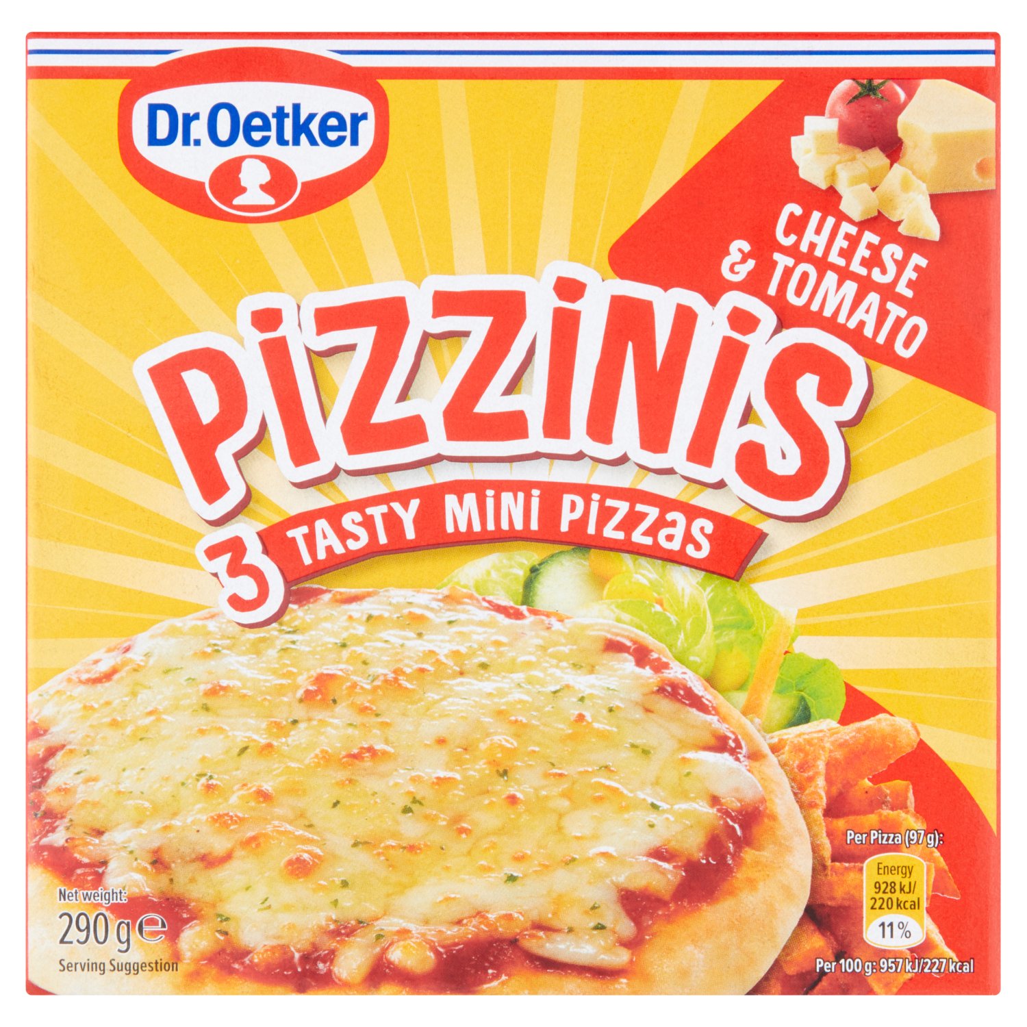 Dr. Oetker Pizzinis 3 Tasty Mini Pizzas Cheese & Tomato 290g