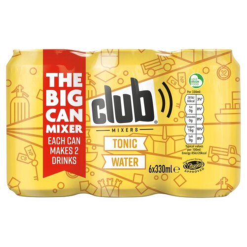 Club Tonic Water 6 Pack Can (330 ml)