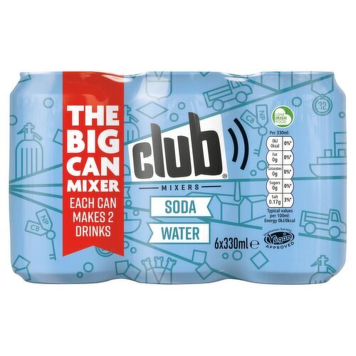 Club Soda Water 6 Pack Can (330 ml)
