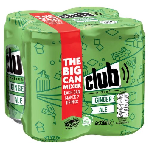 Club Mixers Ginger Ale Can 4 Pack (330 ml)