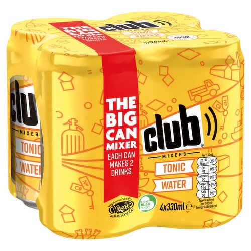 Club Mixers Tonic Water Can 4 Pack (330 ml)