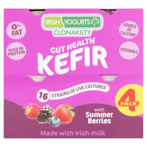 Irish Yogurts 0% Fat Summer Berries Kefir 4 Pack (500 g)