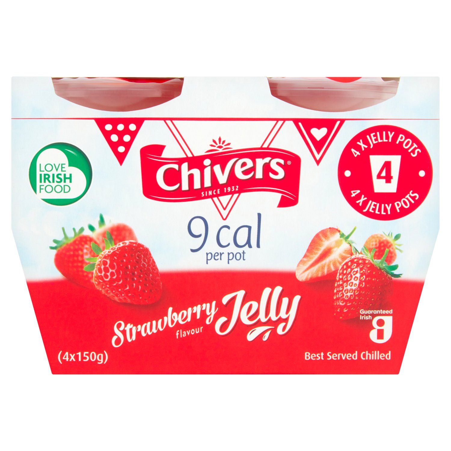 Chivers 9 Calorie Strawberry Jelly Pot 4 Pack (150 g)