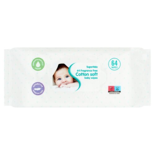 SuperValu Baby Wipes Fragrance Free 64 Pce (64 Piece)