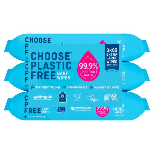 Waterful Choose Plastic Free Baby Wipes 3 Pack (60 Piece)