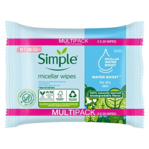 Simple Wipes Micellar Banded 2 Pack (40 Piece) Storefront EN