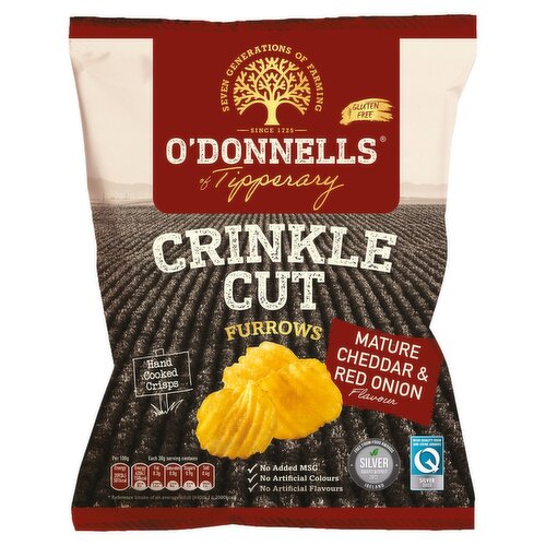 O'Donnells of Tipperary Furrows Crinkle Cut Mature Cheese & Red Onion Crisps (125 g)